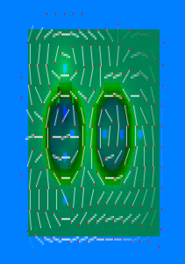 screencapture of Viewer for SR latch at t=2.8ns. it shows two rings spaced horizontally, with arrows circulating them